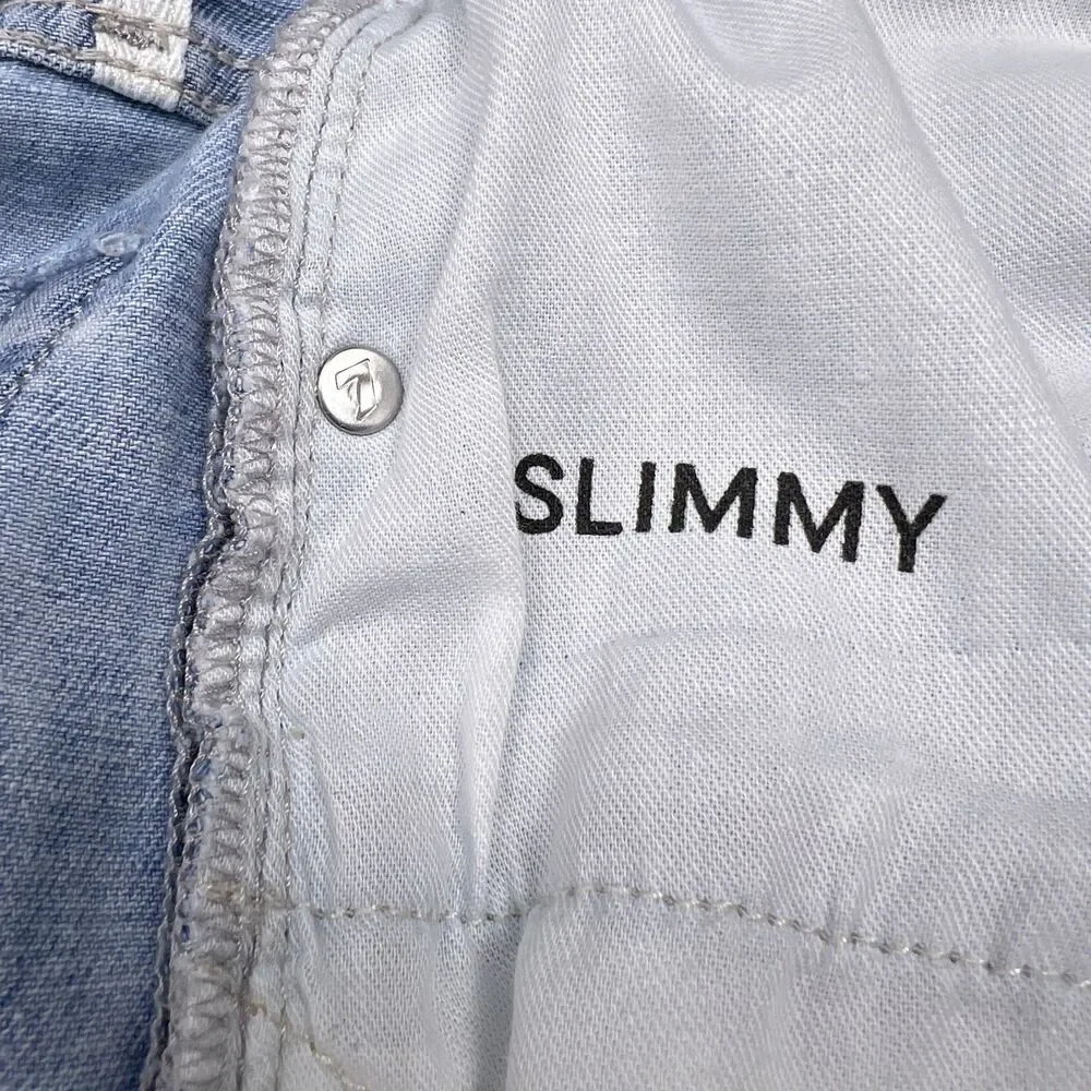 7 For All Mankind Mens Slimmy Slim Straight Leg Stretch Jeans Light Wash 7T00106